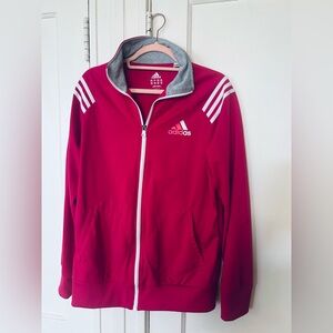 Adidas Vintage Pink Full-Zip Track Jacket with White Stripes